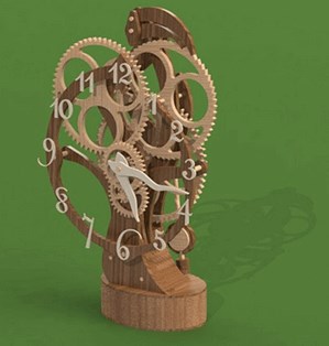 деревянная модель часов из шестеренок