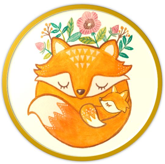 Поздравительная картинка "Лиса с лисёнком"